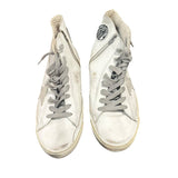 *Golden Goose Francy White Leather Gray Suede Star Lace-Up Hi-Top Sneakers w/Box, Size 40