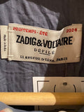 *NWT Zadig & Voltaire Defile Thelma Crinkled Leather Snap-Up Collared Button-Up Shirt Jacket, Size L