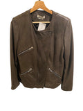 *Isabel Marant Etoile Bradi Lambs Leather Collarless Asymmetric Zipper Moto Jacket, Size FR40=US8