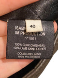 *Isabel Marant Etoile Bradi Lambs Leather Collarless Asymmetric Zipper Moto Jacket, Size FR40=US8