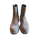*Brunello Cucinelli Suede & Monili Bead Embellished Lug Sole Low Shaft Chelsea Boots, Size 37