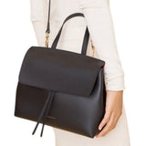 *Mansur Gavriel Lady Saffiano Leather Drawstring Top Flap Closure Crossbody Satchel Bag