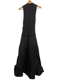 *NWT Brochu Walker Rayne Mixed Media Sleeveless Mock Neck Top Taffeta Tiered Maxi Dress, Size XS