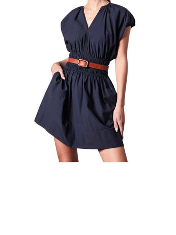 *NWT Brochu Walker Mina Cap Sleeve Split V-Neck Smocked Waist Mini Dress, Size S