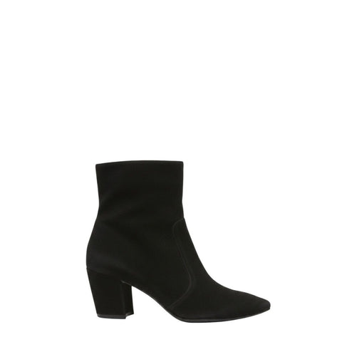 *Prada Suede Pointed Toe 2 1/2" Block Heel Side Zipper Low Shaft Boots, Size 39