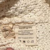 *Doen Anchor Organic Cotton Hand Knit Cable Crew Neck Pullover Sweater, Size L