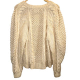 *Doen Anchor Organic Cotton Hand Knit Cable Crew Neck Pullover Sweater, Size L