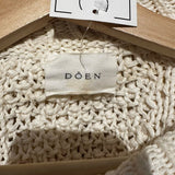 *Doen Anchor Organic Cotton Hand Knit Cable Crew Neck Pullover Sweater, Size L