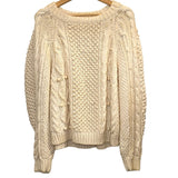 *Doen Anchor Organic Cotton Hand Knit Cable Crew Neck Pullover Sweater, Size L