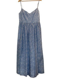 *La Ligne Tracy Cotton Poplin Dots Sleeveless Sweetheart Cami Smocked Back Midi Dress, Size L