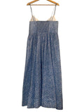 *La Ligne Tracy Cotton Poplin Dots Sleeveless Sweetheart Cami Smocked Back Midi Dress, Size L