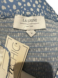 *La Ligne Tracy Cotton Poplin Dots Sleeveless Sweetheart Cami Smocked Back Midi Dress, Size L