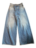 *Sportmax Max Mara Cotton Denim Intentionally Distressed High-Rise Ultra Wide Leg Jeans, Size 25(0)