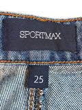 *Sportmax Max Mara Cotton Denim Intentionally Distressed High-Rise Ultra Wide Leg Jeans, Size 25(0)