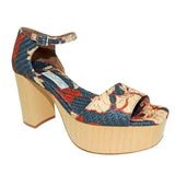 *Tabitha Simmons X Johanna Ortiz Patton Floral Textile & Wood Block Heel Platform Sandals, Size 40.5