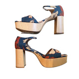 *Tabitha Simmons X Johanna Ortiz Patton Floral Textile & Wood Block Heel Platform Sandals, Size 40.5