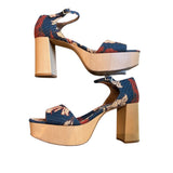 *Tabitha Simmons X Johanna Ortiz Patton Floral Textile & Wood Block Heel Platform Sandals, Size 40.5