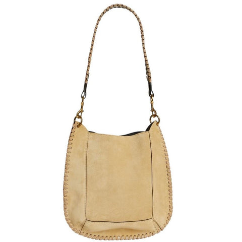 ^Isabel Marant Oskan Suede Whipstitch Trim Bucket Dual Strap Crossbody Shoulder Bag