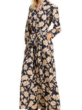 *THE GREAT. The Martina Floral Balloon Sleeve Collared Button-Up Belted Tiered Maxi Dress, Size S