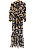 *THE GREAT. The Martina Floral Balloon Sleeve Collared Button-Up Belted Tiered Maxi Dress, Size S