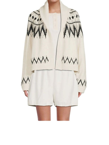 *The Great The Fair Isle Lodge Alpaca Wool Blend Shawl Collar Open Front Cardigan Sweater, Size TG1=S