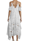 *Self-Portrait Chiffon Floral Sweetheart Cami Ruffle Sleeve Asymmetric Hem Midi Dress, Size 4