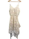 *Self-Portrait Chiffon Floral Sweetheart Cami Ruffle Sleeve Asymmetric Hem Midi Dress, Size 4