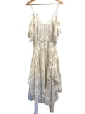 *Self-Portrait Chiffon Floral Sweetheart Cami Ruffle Sleeve Asymmetric Hem Midi Dress, Size 4