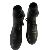 *Louis Vuitton Wonderland Ranger Leather Round Toe Lace-Up Rubber Sole Combat Boots, Size 39