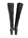 *Stuart Weitzman Eloise 75 Suede Almond Toe Block Heel Knee High Tall Boots, Size 9.5