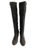 *Stuart Weitzman Eloise 75 Suede Almond Toe Block Heel Knee High Tall Boots, Size 9.5