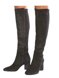 *Stuart Weitzman Eloise 75 Suede Almond Toe Block Heel Knee High Tall Boots, Size 9.5