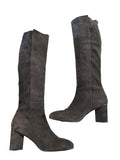 *Stuart Weitzman Eloise 75 Suede Almond Toe Block Heel Knee High Tall Boots, Size 9.5