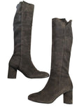 *Stuart Weitzman Eloise 75 Suede Almond Toe Block Heel Knee High Tall Boots, Size 9.5