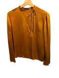 *Vince Silk Long Sleeve Asymmetric Tie Neck Top, Size S