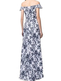 *Tadashi Shoji Airi Jacquard Floral Off The Shoulder Cap Sleeve Draped Maxi Dress, Size 4