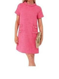 ^Tuckernuck Tweed Jackie Boucle Cap Sleeve Braided High Neck Mini Shift Dress, Size S