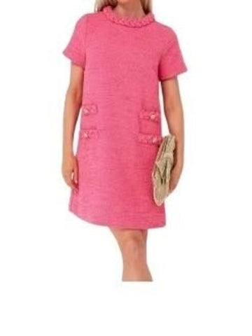 ^Tuckernuck Tweed Jackie Boucle Cap Sleeve Braided High Neck Mini Shift Dress, Size S