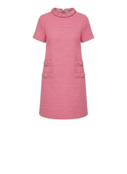 *Tuckernuck Tweed Jackie Boucle Cap Sleeve Braided High Neck Mini Shift Dress, Size S