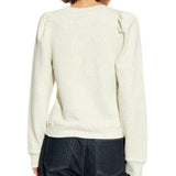*NWT Ulla Johnson Hudson French Terry Long Puff Sleeve Button Neck Henley Sweatshirt, Size S