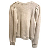 *NWT Ulla Johnson Hudson French Terry Long Puff Sleeve Button Neck Henley Sweatshirt, Size S