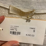 *NWT Ulla Johnson Hudson French Terry Long Puff Sleeve Button Neck Henley Sweatshirt, Size S