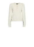 *NWT Ulla Johnson Hudson French Terry Long Puff Sleeve Button Neck Henley Sweatshirt, Size S