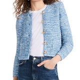 *ba&sh Guspa Cotton Blend Marled Knit Long Sleeve Round Neck Cardigan Lady Jacket, Size XS