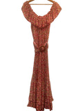 *Poupette St. Barth Bella Floral Ruffle Off Shoulder Belted Midi Dress, Size XS