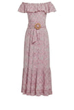 *Poupette St. Barth Bella Floral Ruffle Off Shoulder Belted Midi Dress, Size XS