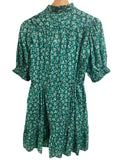 *Trovata Phoebe Cotton Floral Puff Sleeve V-Neck Button Up Tie Waist Mini Dress, Size XS
