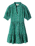 *Trovata Phoebe Cotton Floral Puff Sleeve V-Neck Button Up Tie Waist Mini Dress, Size XS