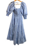 *Hill House The Nesli Nap Cotton Glitter Check Smocked Puff Sleeve Tiered Midi Dress, Size S