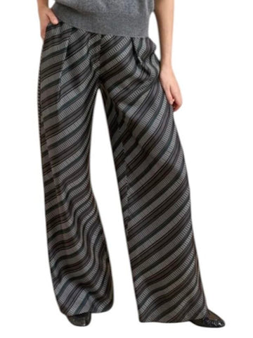 *NWT La Ligne Agatha Silk Diagonal Stripe High Rise Wide Leg Palazzo Pants, Size 00